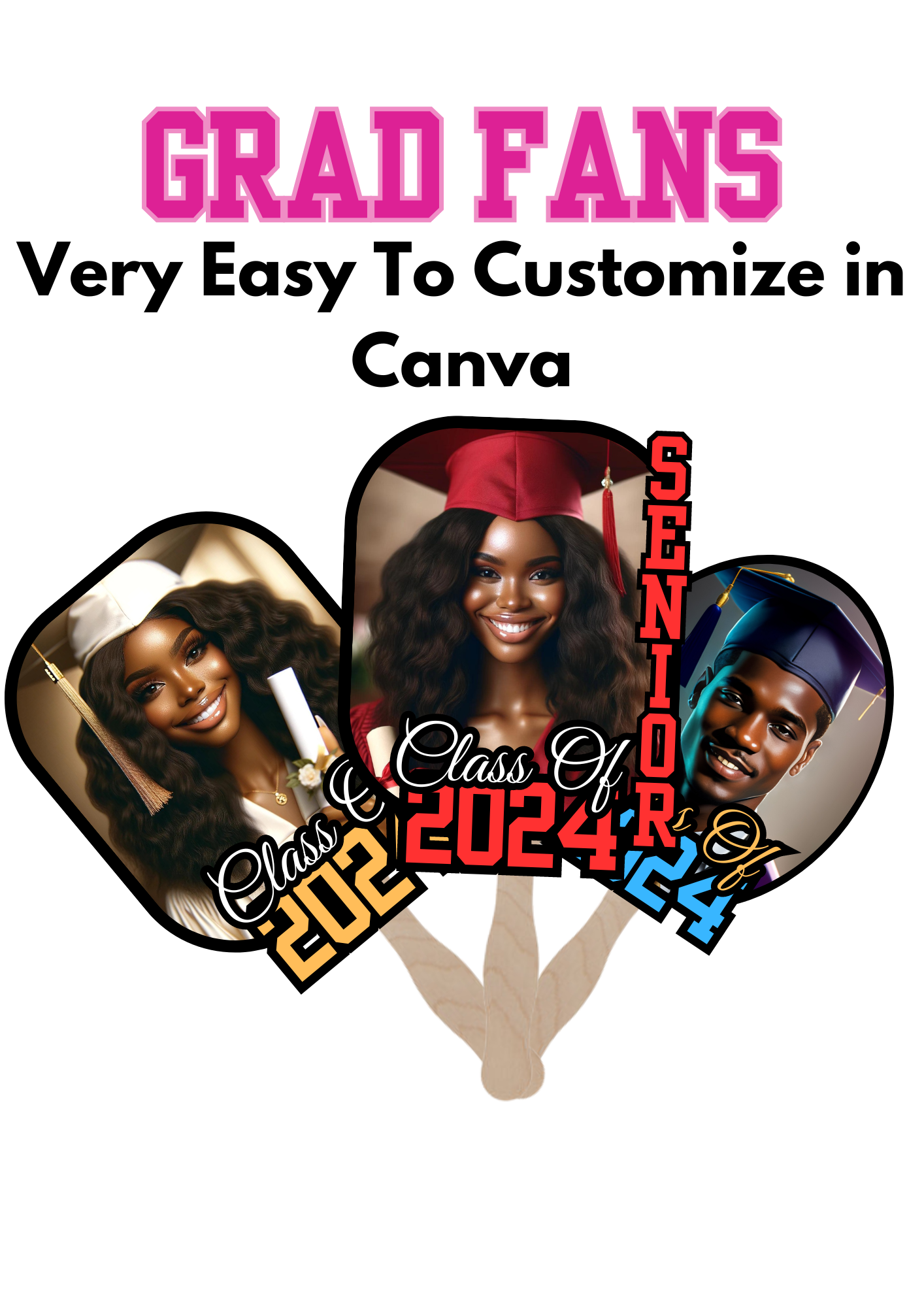 9 pieces of Grad Fans Drag and Drop Canva Frame – Poui Designs