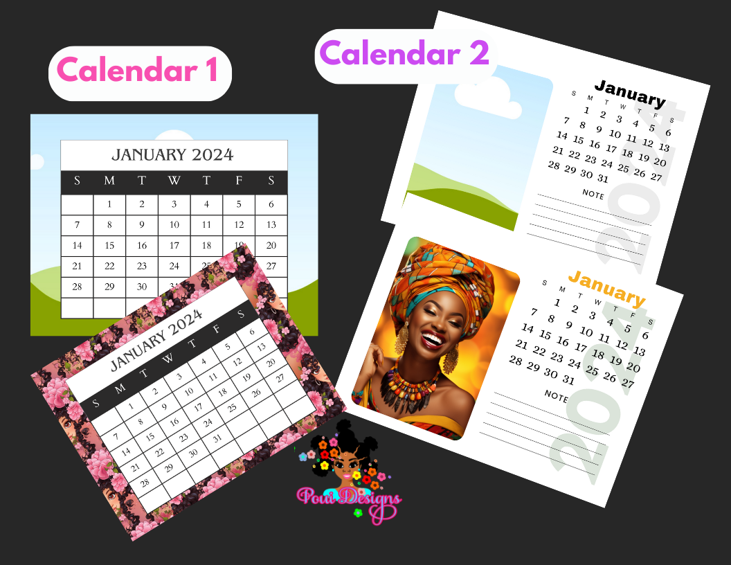 2024 Calendars Canva Templates ,Editable and Customizable (2pcs)