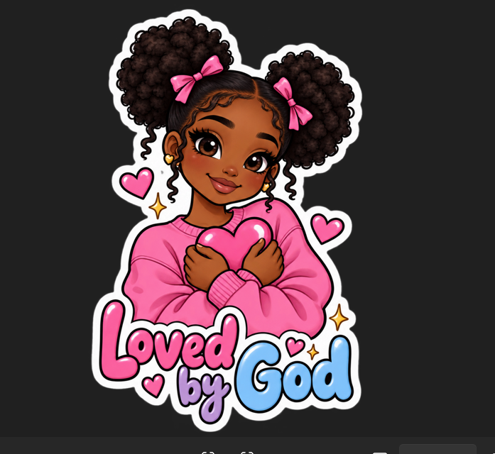 Black Chibi Girls Christian Stickers 10 pcs