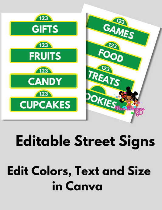 Customizable Street Name Canva Template, 123, Party Favor Template,Custom Street Name