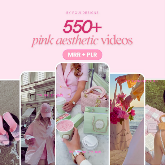 550+ Pink Aesthetic Faceless Reels Bundle | Done-For-You Instagram Reels & Digital Marketing Videos | MRR/PLR Resell Rights | Canva Editable