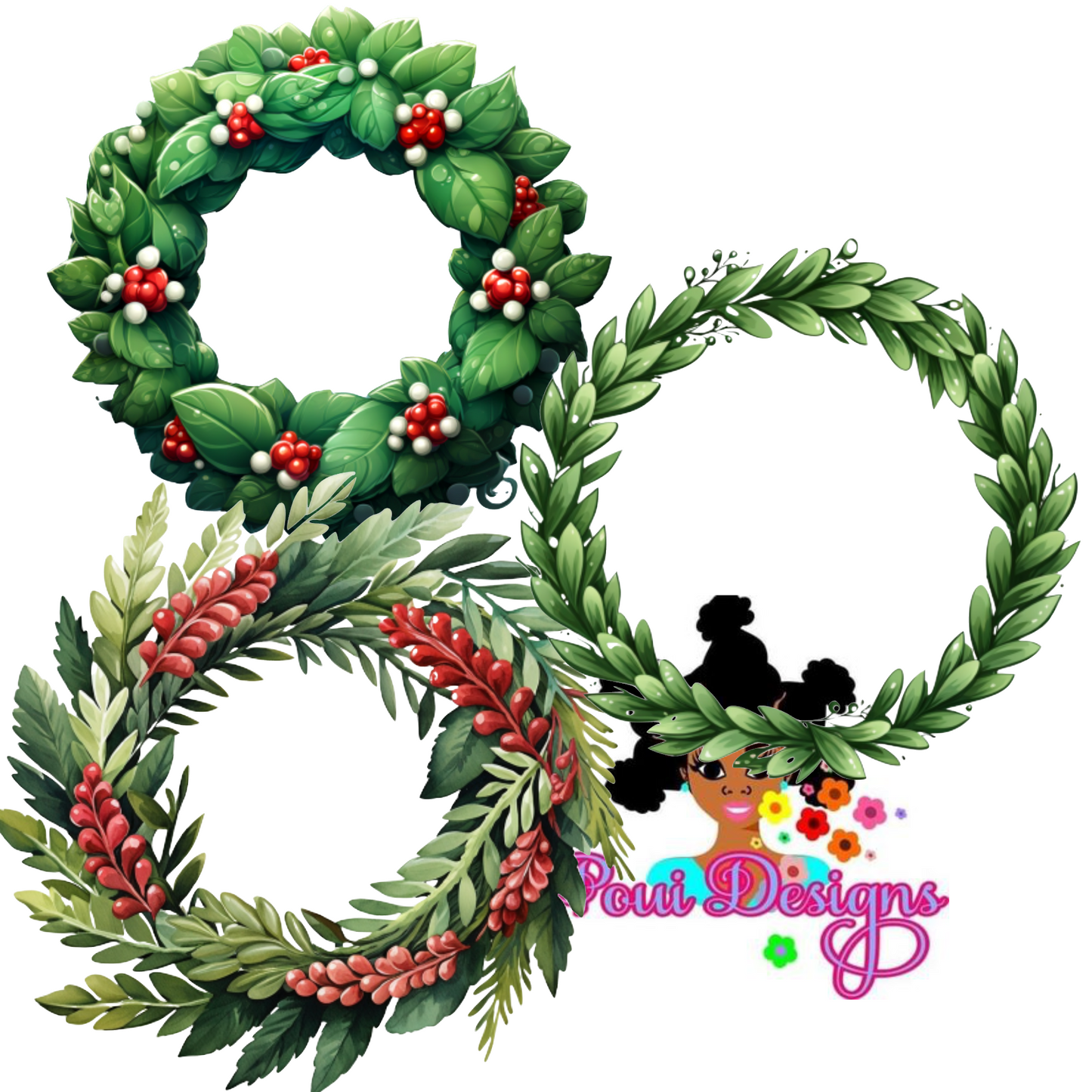 Christmas Wreaths Watercolor, For Ornaments