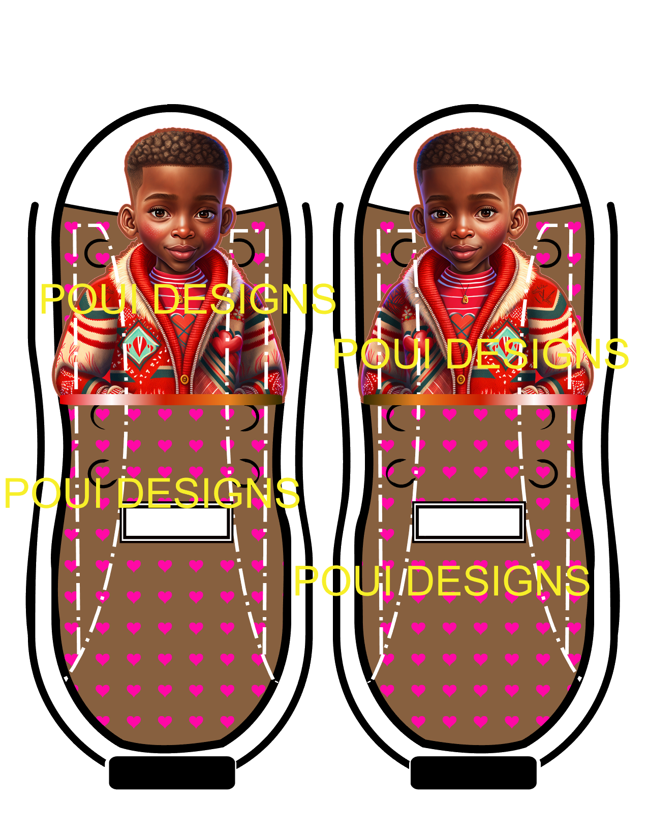 Black Boy and  Girl Valentine Hearts Socks Design