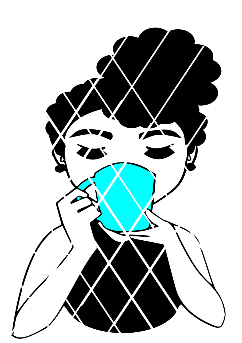Woman drinking with mug svg,Afro puff svg Carla svg,Sistah svg,