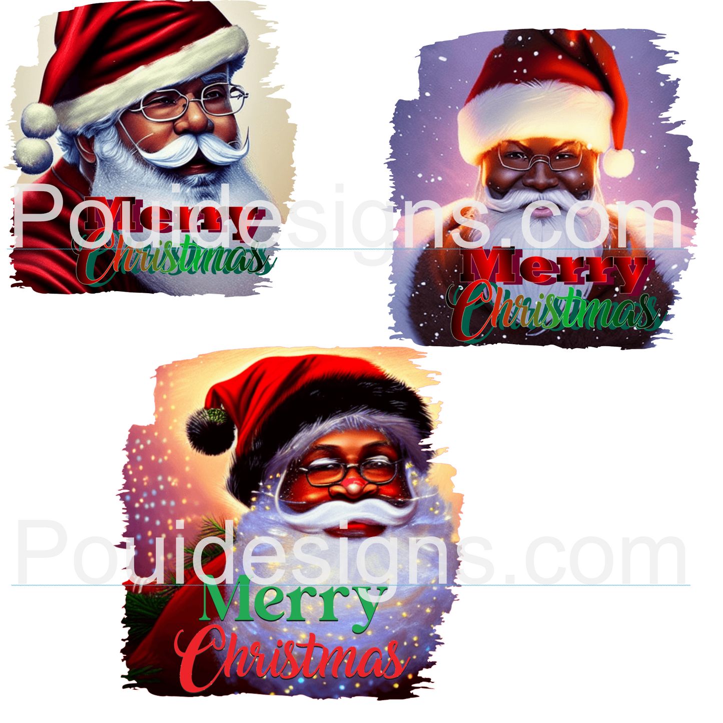 Black Santa PNG Bundle, Afro Santa ,Winter Holidays