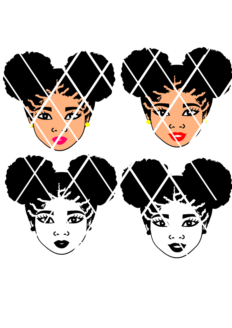 Afro Puffs SVG,Afro girl Small puffs,Afro Hair ,Elsa svg file,