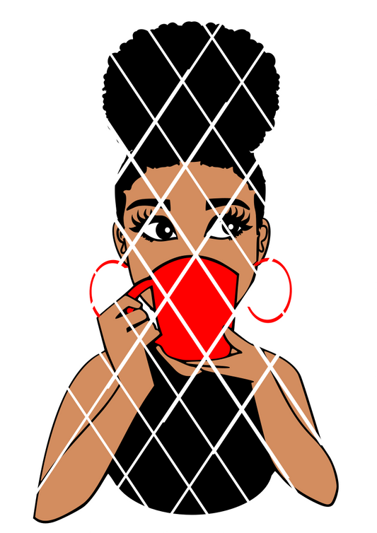 Woman drinking with mug svg,Afro puff svg, Emma  side  eyes svg