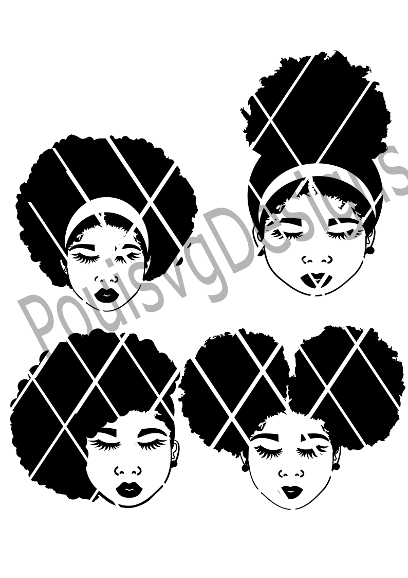 Afro Puff SVG bundle,Silhouette svg,African merican,Afro Girls,