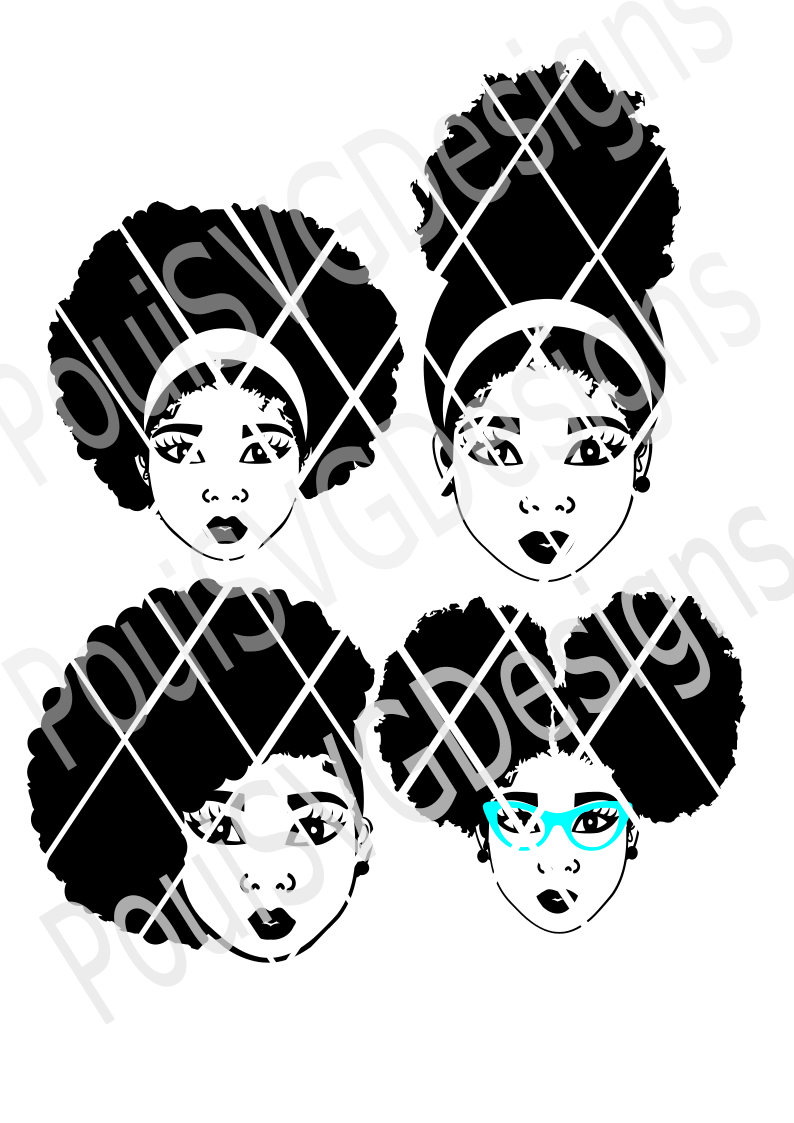 Afro Puff SVG bundle,Silhouette svg,African merican,Afro Girls,