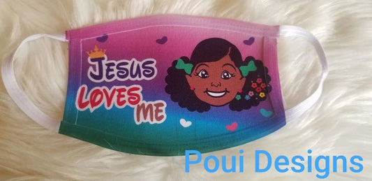 Girly Mask,Kids Face Mask,Face Cover,Jesus Loves me