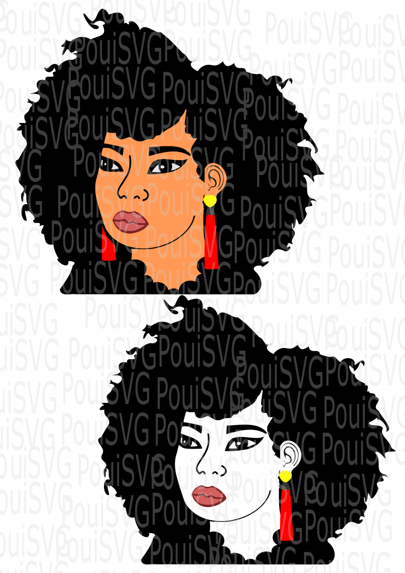 Black Women SVG cut file for Silhouette and Cricut Machines Afro Hair,Curly Hair