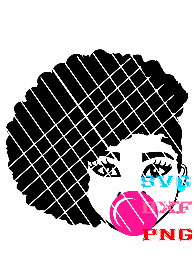 Hilda  Blowing Bubble Svg, Pony puff svg,Afro girl puffs