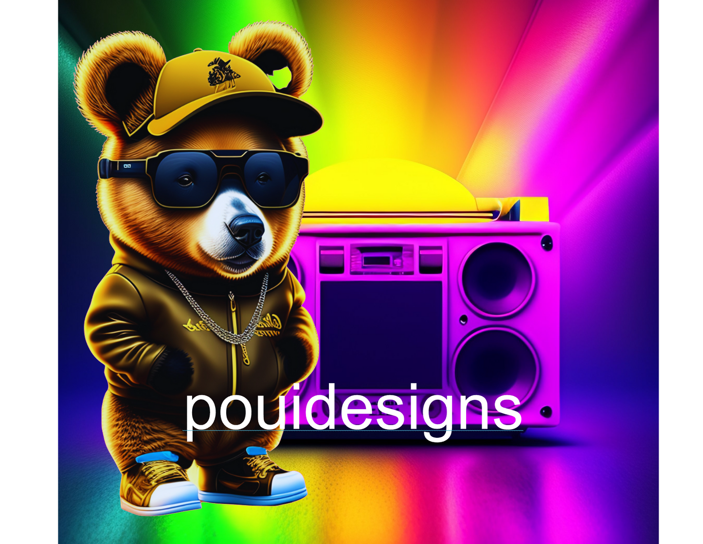 Hip Hop Bears Neon Colors 80s Tumbler Designs