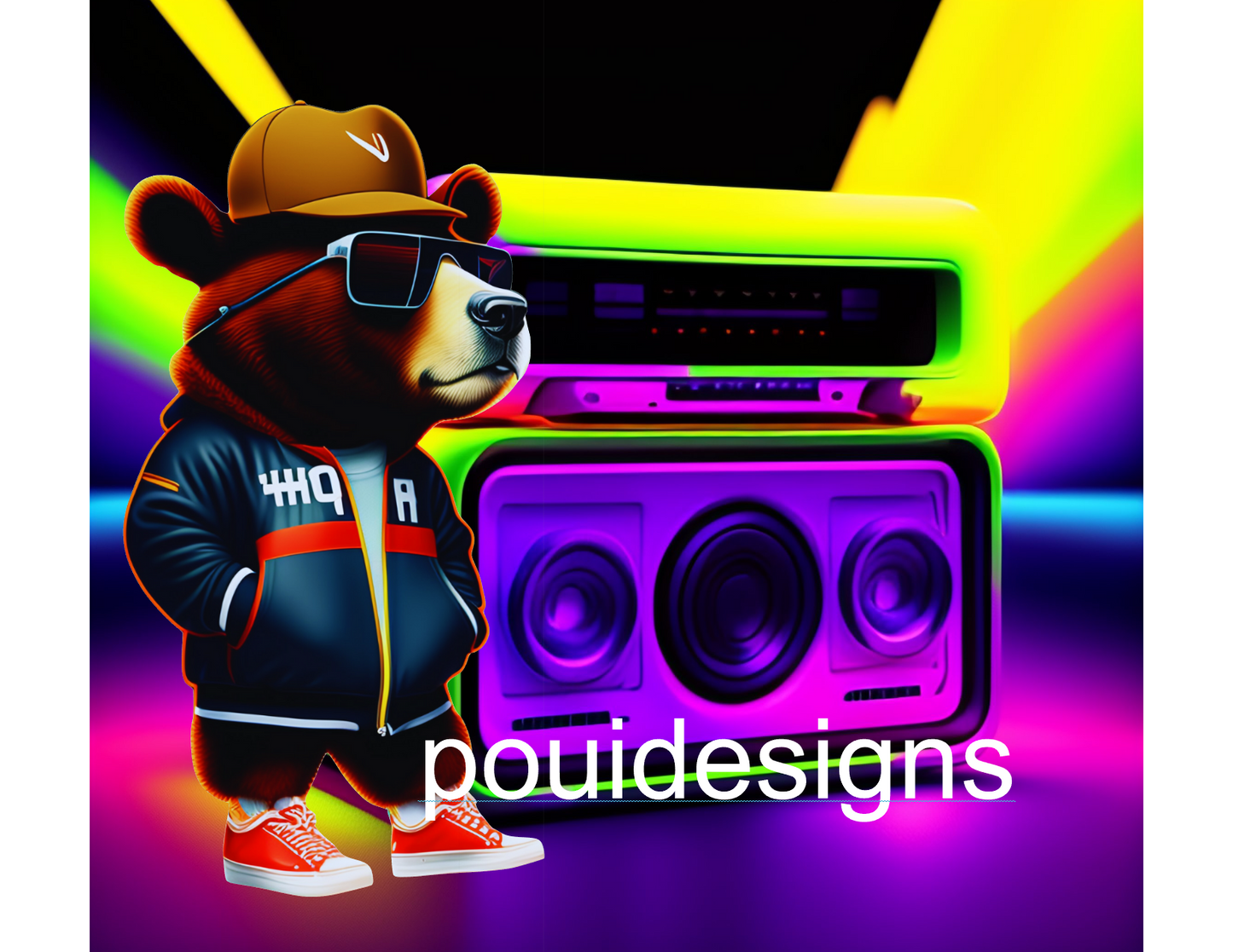 Hip Hop Bears Neon Colors 80s Tumbler Designs