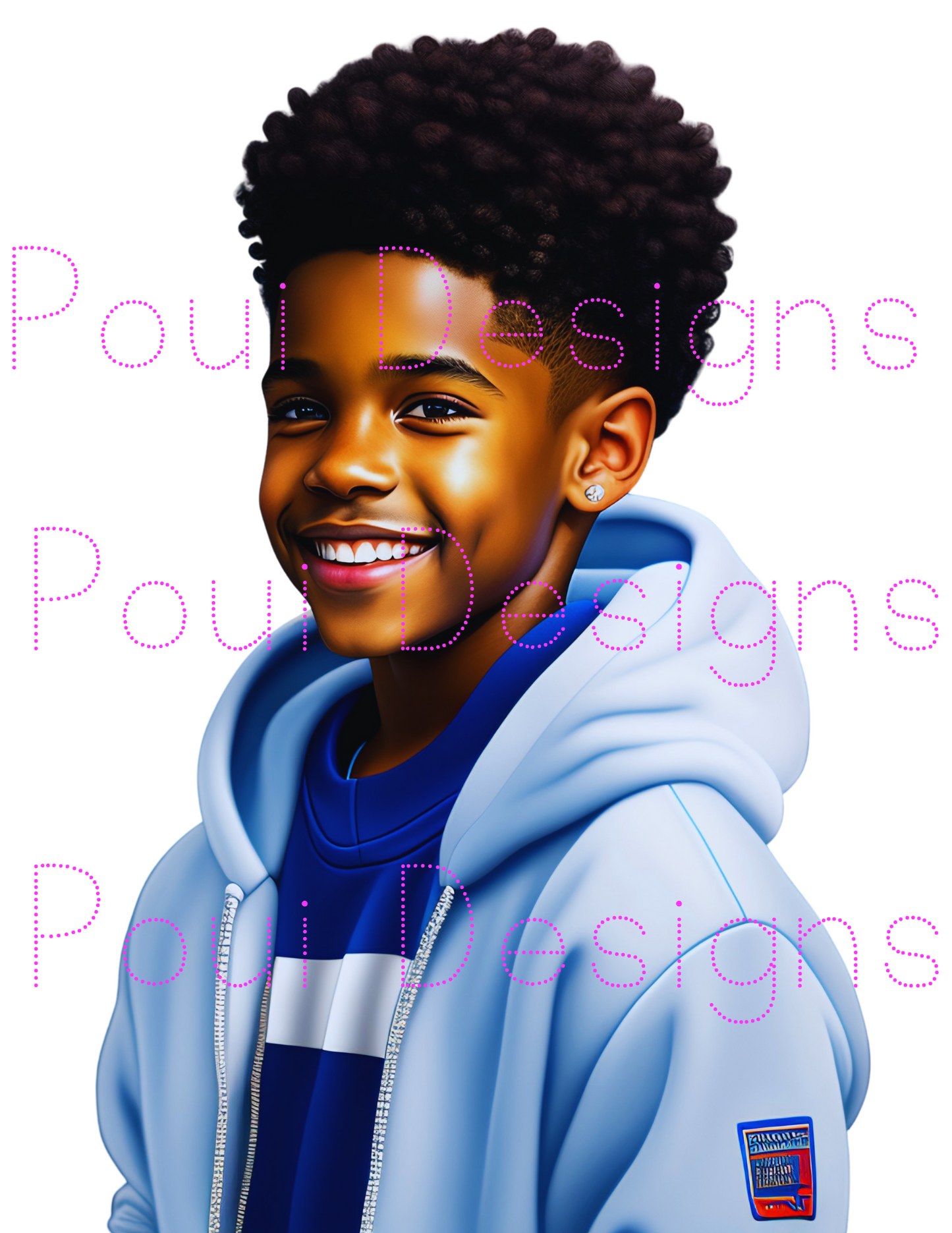 Black Boy ,Cool Kid ,PNG printable file African AMerican, Wears hoodie