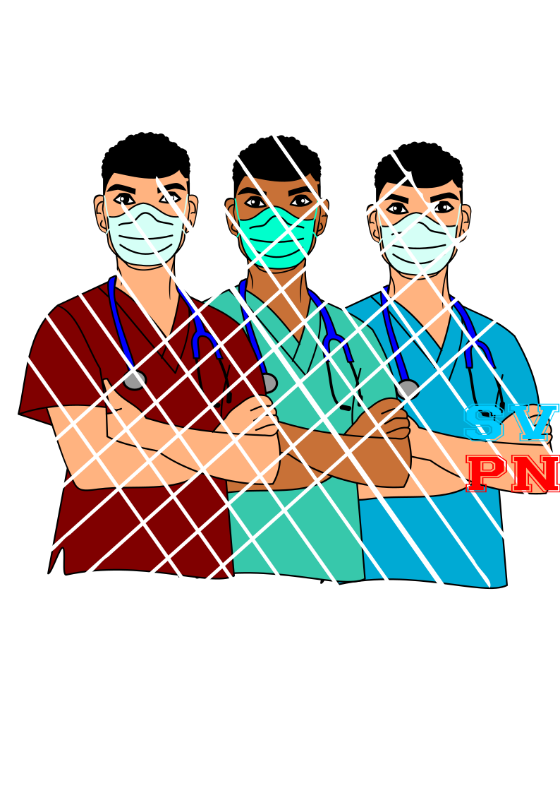 Black Male Nurse  with mask svg,PNG files