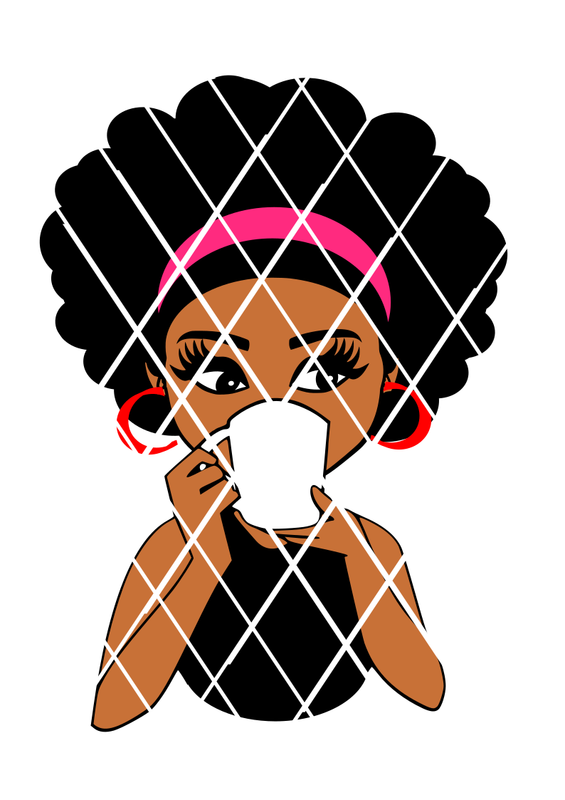 Woman drinking with mug svg,Afro puff svg,Latoya svg,Sistah svg,