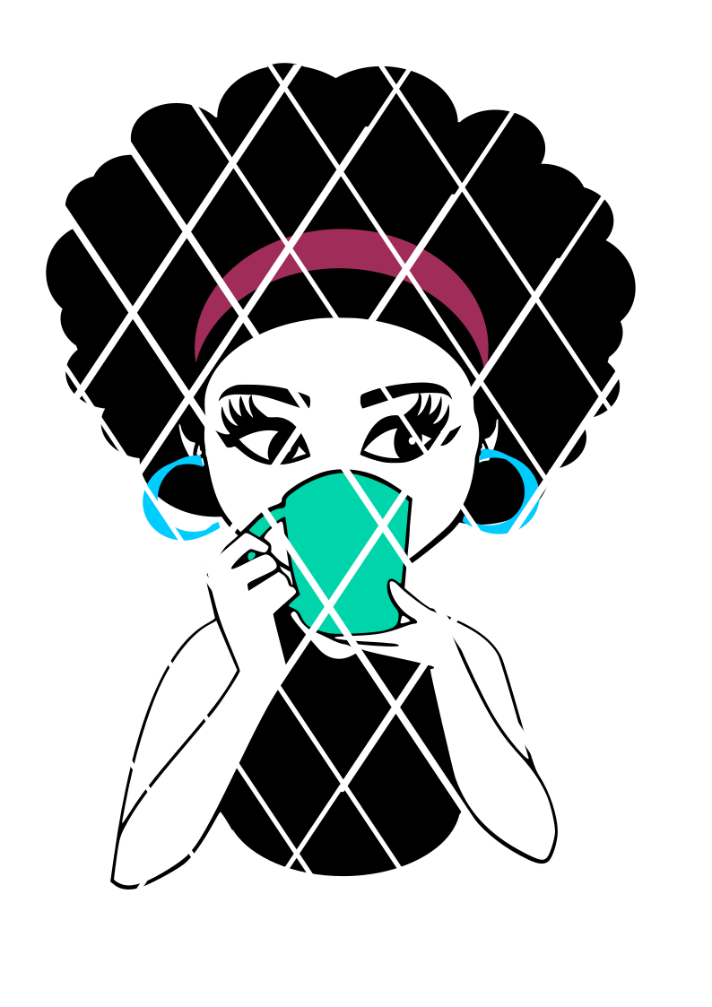 Woman drinking with mug svg,Afro puff svg,Latoya svg,Sistah svg,