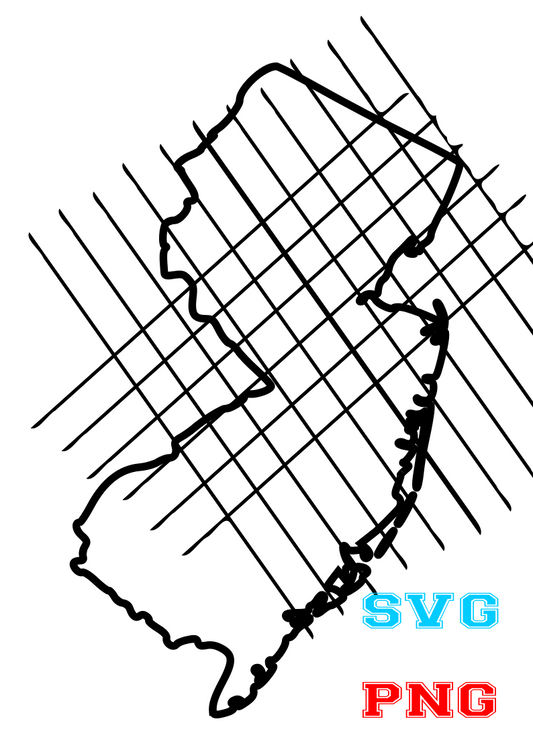 New Jersey Map, lines svg,file svg