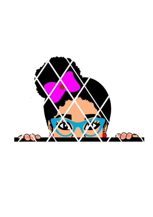 Peeking Elsa with side bun svg, Afro girl svg