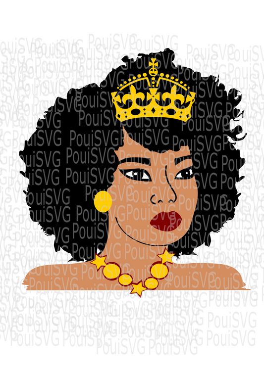 Black Queen svg, Afro Svg