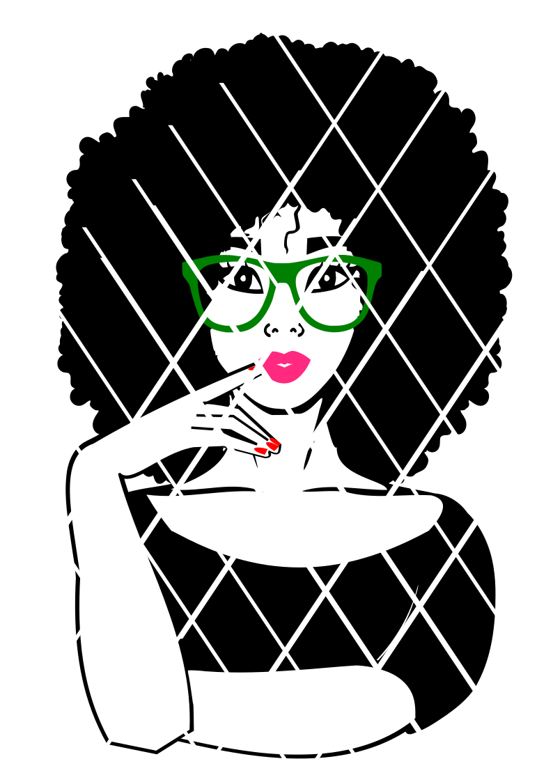 Sarah with finger on the lips svg cut file,  Black woman svg, DXF,PNG files