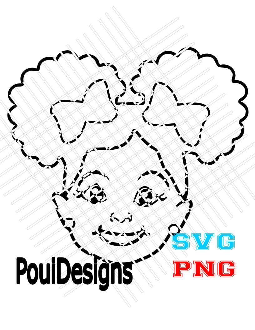 Afro Kids Face OUTLINE Bundle for Washable Tshirts, SVG designs