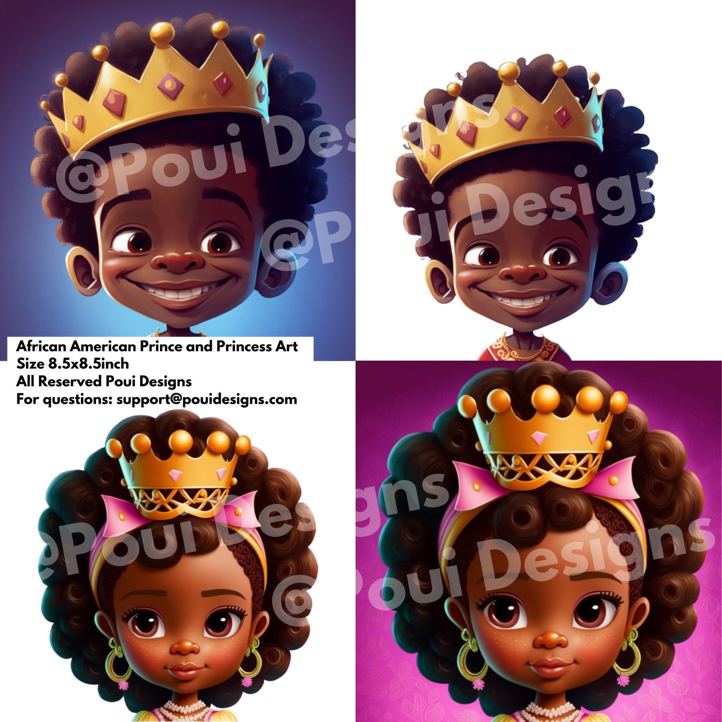 Black Prince and Princess PNG files for Printing