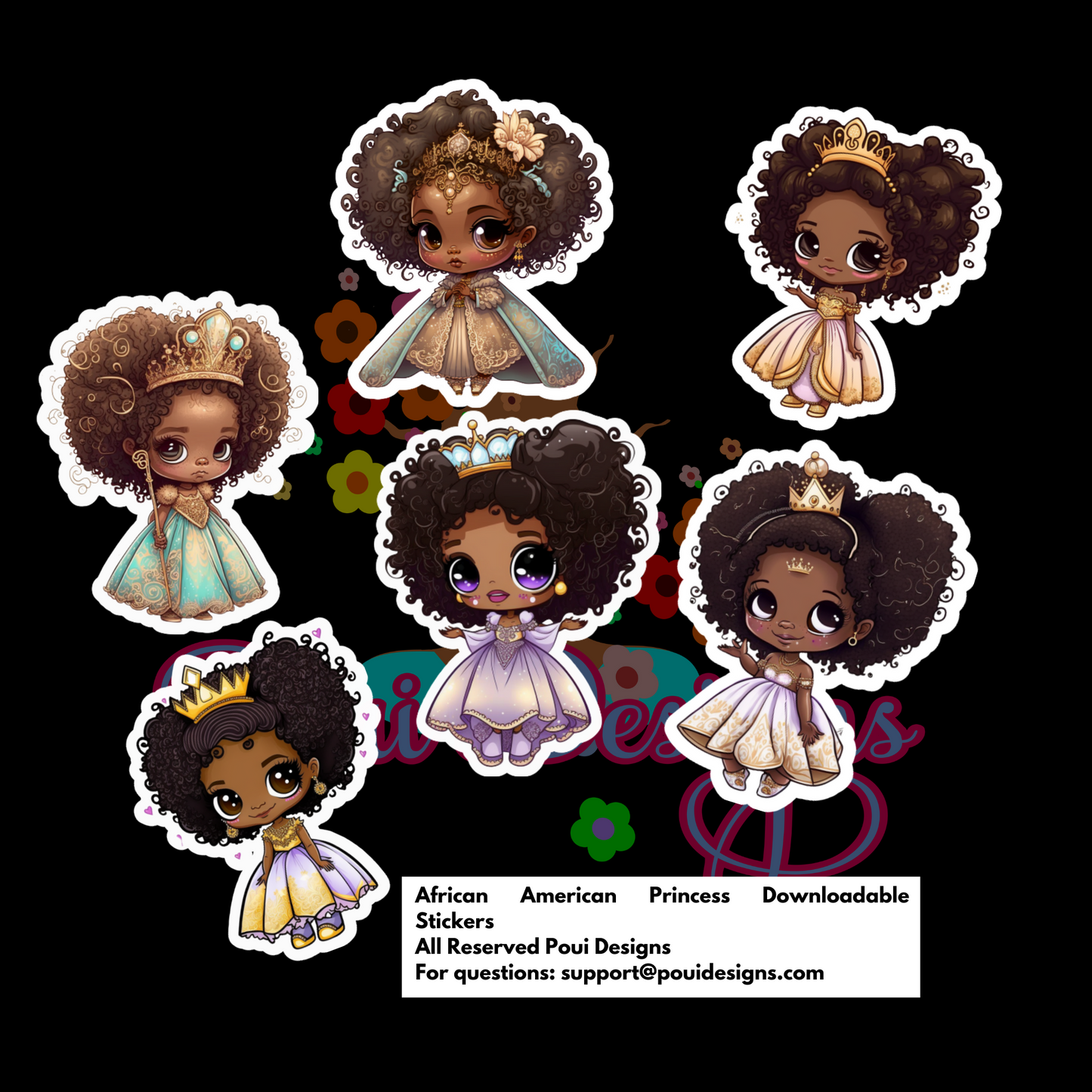 Petit Princesses Stickers PNG files for Printing