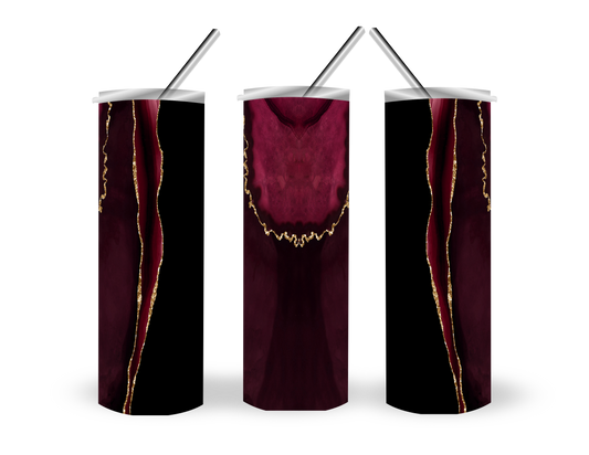8 Skinny Tumbler Designs, Burgundy Gold (20 oz )