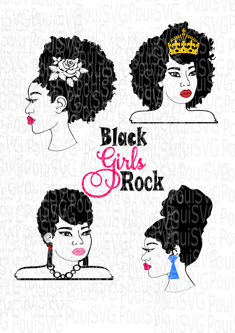 Afro SVG bundle,Natural Hair ,Silhouette cut file,Afro Puffs, Afro Puffs, African American women