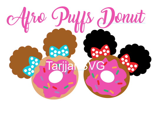 Afro Puffs Donut SVG cut files, Donut svg,Doughnut svg,Black Girl,Baby Girl T-shirt Design,Afro Hair, Afro Kids,Cute Peekaboo  Kids