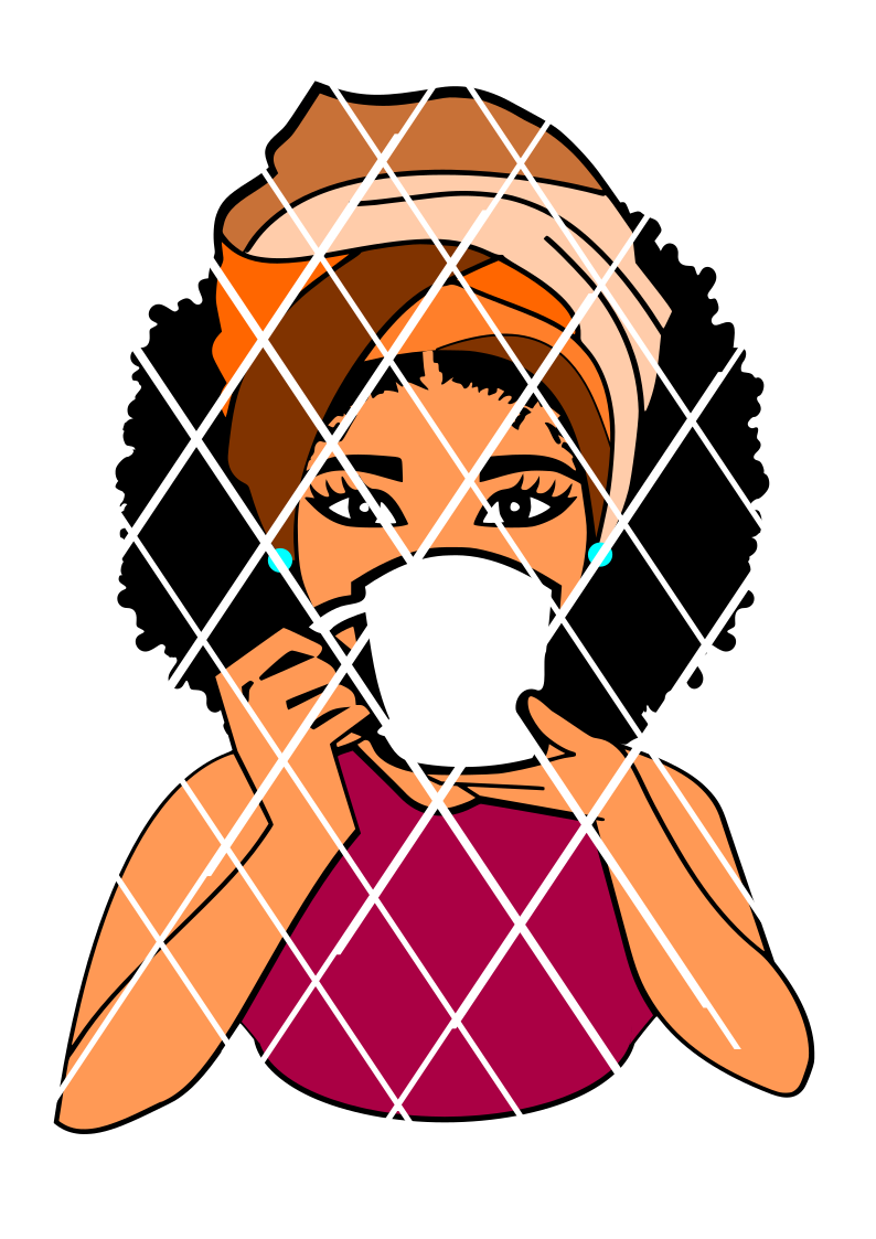 Woman drinking with mug svg,Afro puff svg,Headwrap svg,g,Sistah svg,