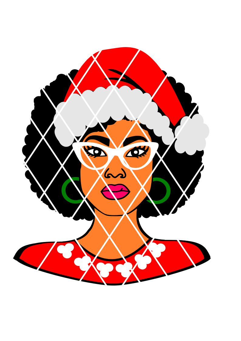 Mrs Claus svg, Afro Santa svg, Afro Lady svg,Kenya Lady, Silhouette svg,Cricut cut file