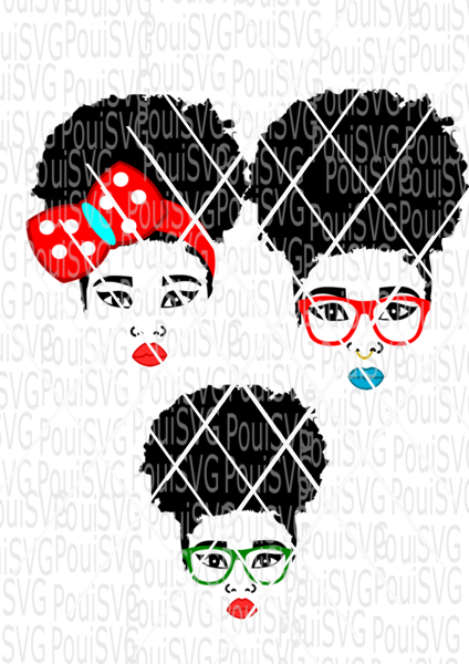 Cute Afro Puff hair Girl SVG file